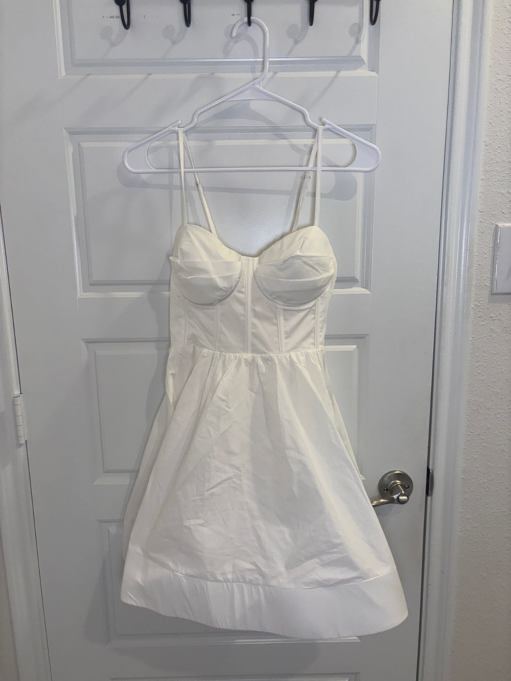 Hazel & Olive White Corset Babydoll Mini Dress Size Small Bustier Fit Flare